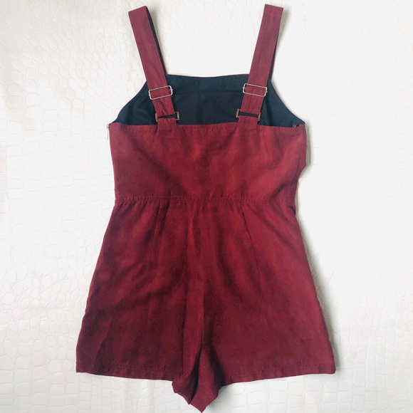 Topshop Maroon Suedette Military Style Romper - Picture 5 of 7
